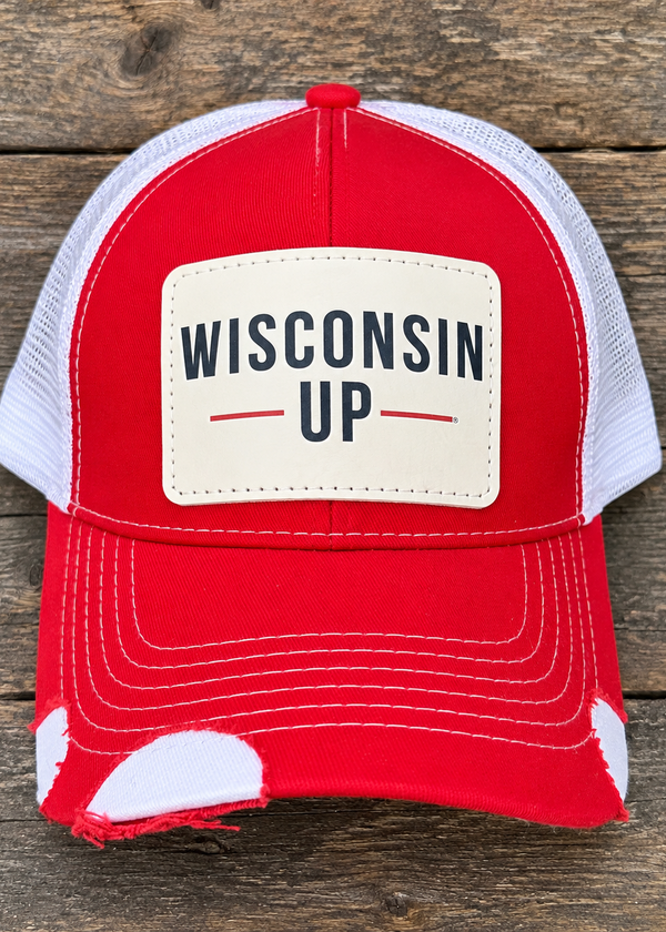 Wisconsin Up® Distressed Trucker Cow Hat