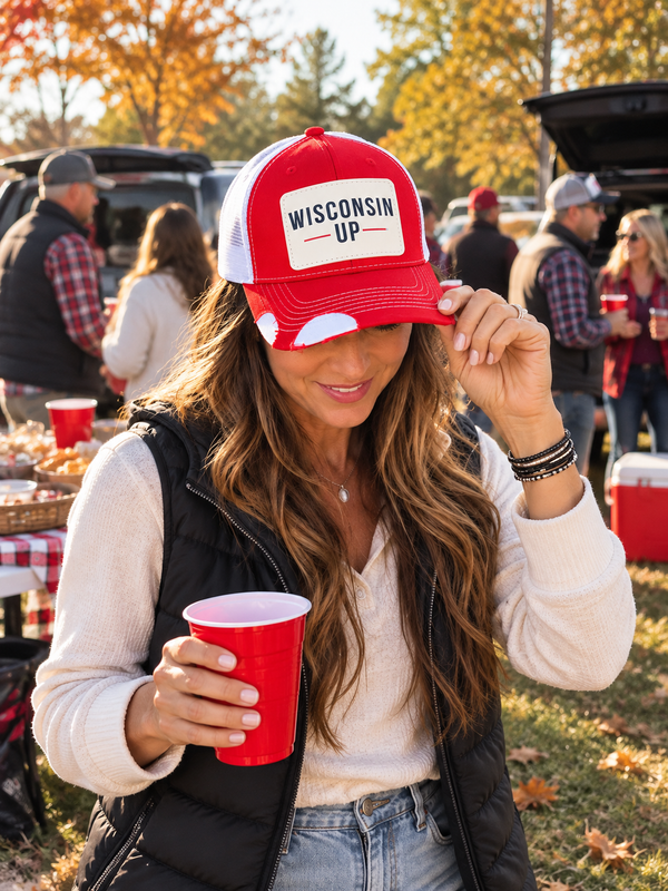 Wisconsin Up® Distressed Trucker Cow Hat