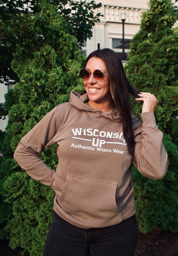 Wisconsin Up - Unisex Brown Hoodie