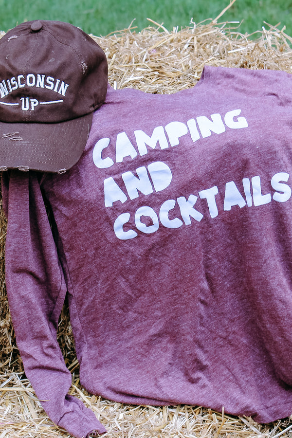 Camping + Cocktails - Long Sleeve T-Shirt