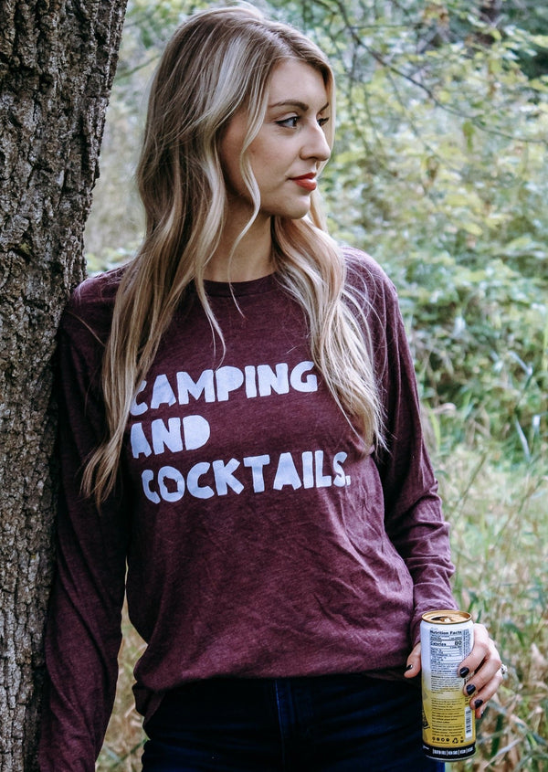 Camping + Cocktails - Long Sleeve T-Shirt (WHOLESALE)