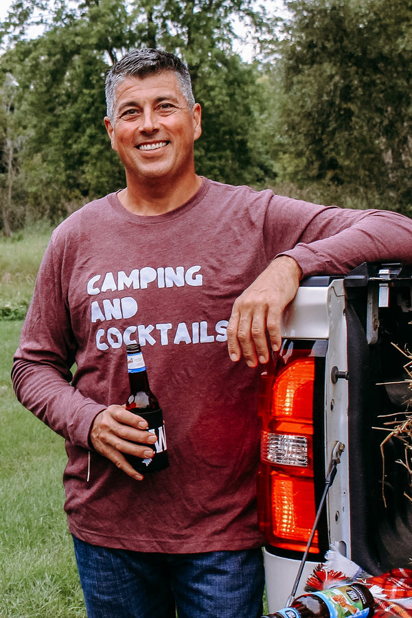 Camping + Cocktails - Long Sleeve T-Shirt (WHOLESALE)