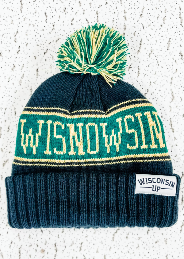 WISNOWSIN - Toboggan Hat (Green + Gold)
