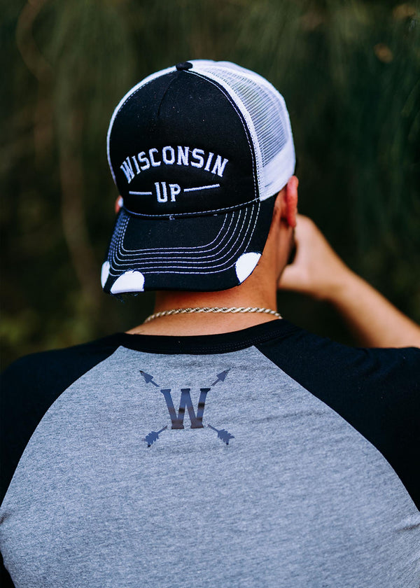 Wisconsin Up - Black Trucker Hat