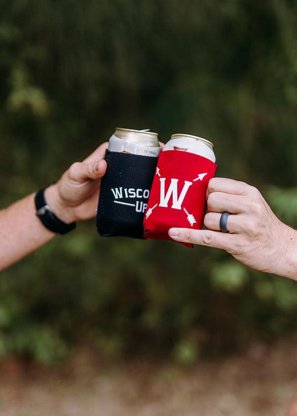 Wisconsin Up - Black Neoprene Koozie