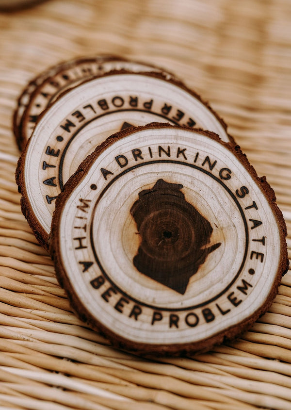 A Drinking State With A Beer Problem - Wood Coasters